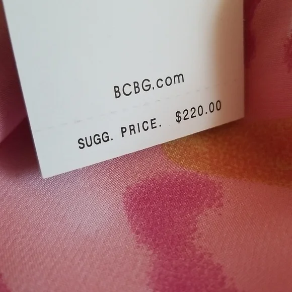 New BCBG MAXAZRIA Secret Garden Pink Floral Watercolor Paint Print Dress - Picture 9 of 12